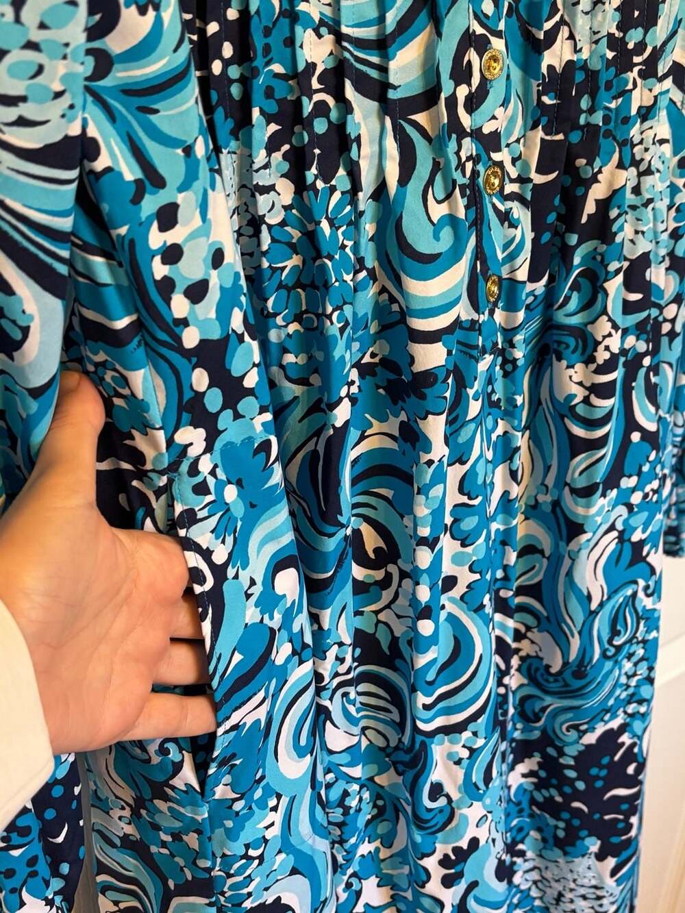 Lilly Pulitzer Seana ChillyLilly Blue Floral UPF 50+ Swing Dress M - Picture 5 of 10